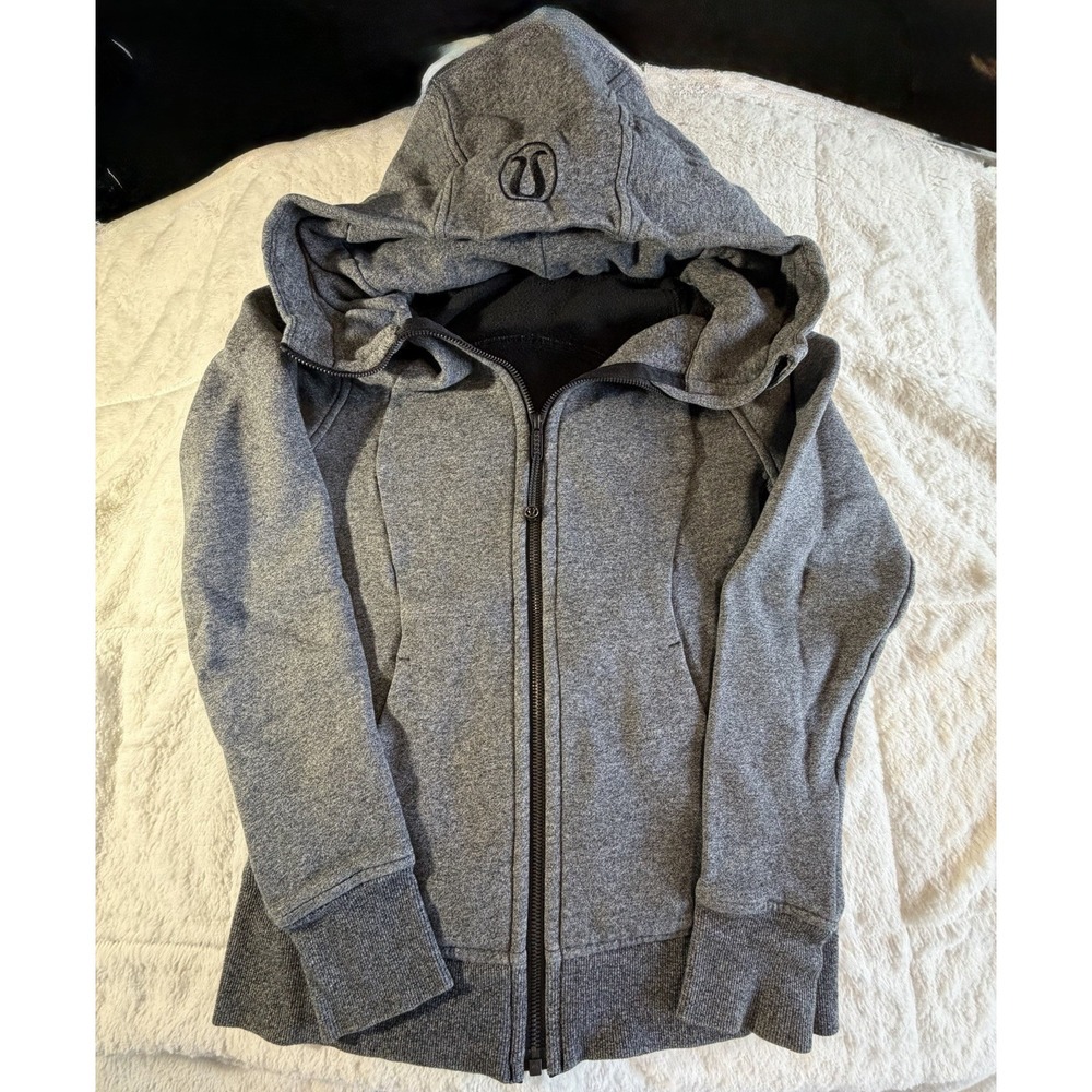 Lululemon‎ Scuba Dark Heather Gray Charcoal Full-Zip Hoodie Jacket Size 6